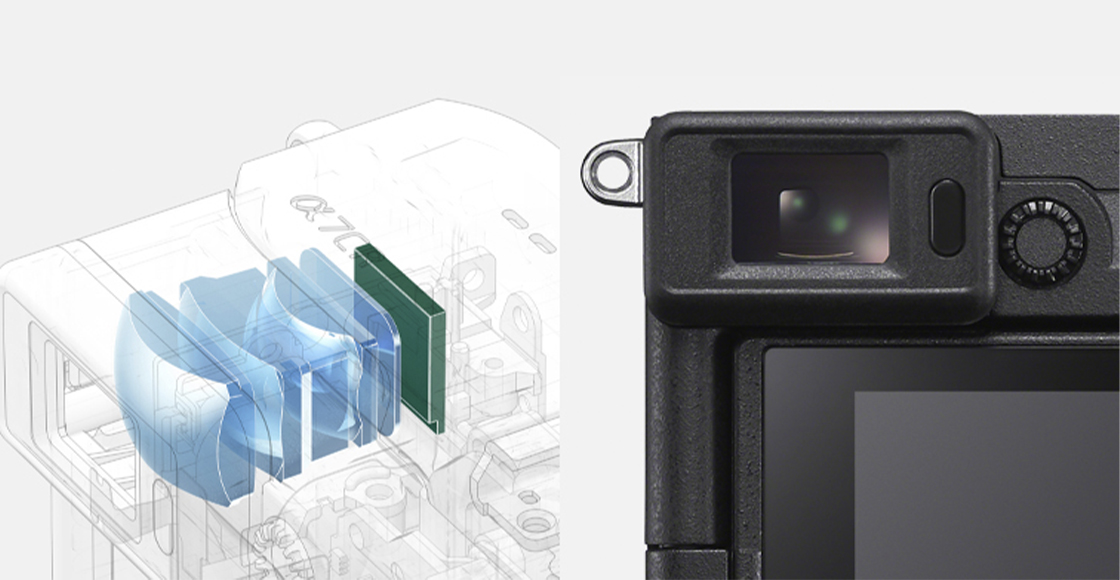 Ảnh minh họa thể hiện bên trong khung ngắm và cận cảnh khung ngắm