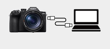 H&igrave;nh minh họa thể hiện kết nối c&aacute;p USB giữa m&aacute;y ảnh v&agrave; PC