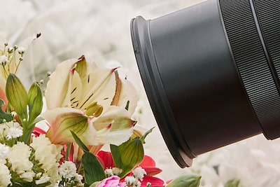 Hình ảnh cách sử dụng cho thấy mặt trước ống kính chỉ cách một chủ thể tĩnh vật vài cm
